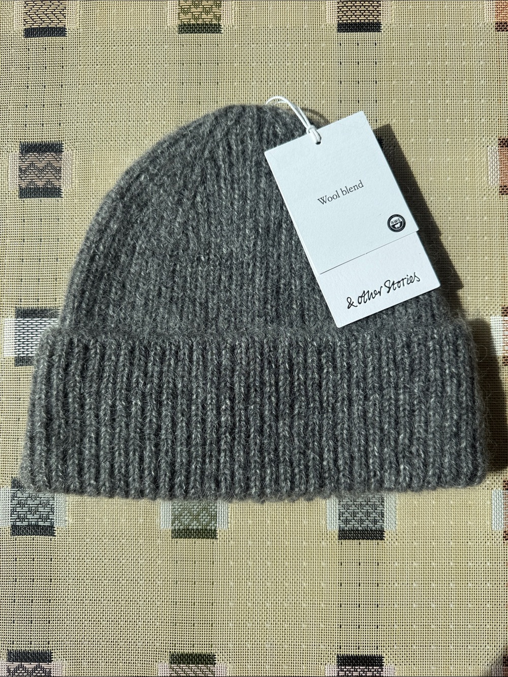 & Other Stories Wool & Mohair Gray Ribbed Beanie